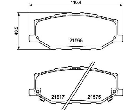 Brake pad set, disc brake 8DB 355 040-421 Hella