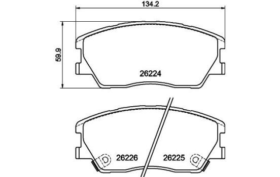 Brake pad set, disc brake 8DB 355 040-591 Hella