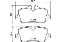 Brake pad set, disc brake 8DB 355 040-681 Hella