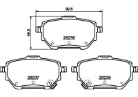 Brake pad set, disc brake 8DB 355 040-711 Hella