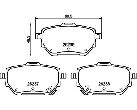 Brake pad set, disc brake 8DB 355 040-711 Hella