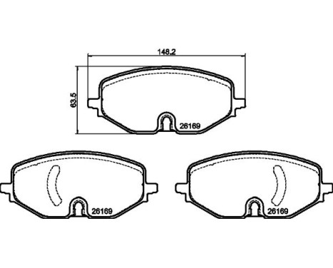 Brake pad set, disc brake 8DB 355 040-801 Hella