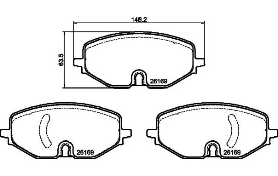 Brake pad set, disc brake 8DB 355 040-801 Hella