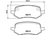 Brake pad set, disc brake 8DB 355 040-931 Hella