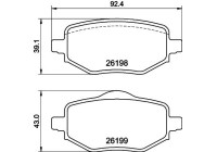 Brake pad set, disc brake 8DB 355 040-971 Hella
