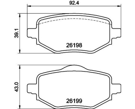 Brake pad set, disc brake 8DB 355 040-971 Hella