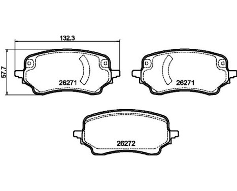 Brake pad set, disc brake 8DB 355 040-991 Hella