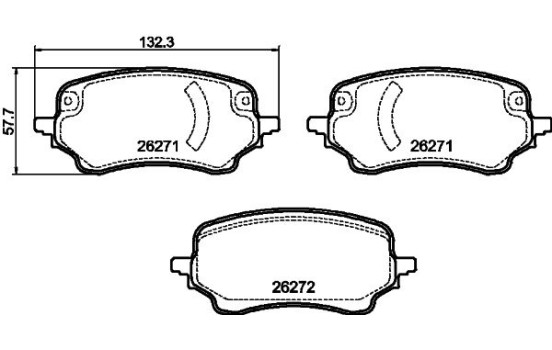 Brake pad set, disc brake 8DB 355 040-991 Hella