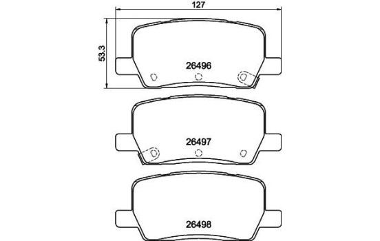 Brake pad set, disc brake 8DB 355 042-701 Hella