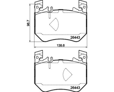 Brake pad set, disc brake 8DB 355 043-071 Hella