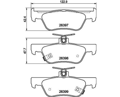 Brake pad set, disc brake 8DB 355 043-091 Hella