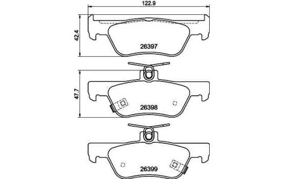 Brake pad set, disc brake 8DB 355 043-091 Hella