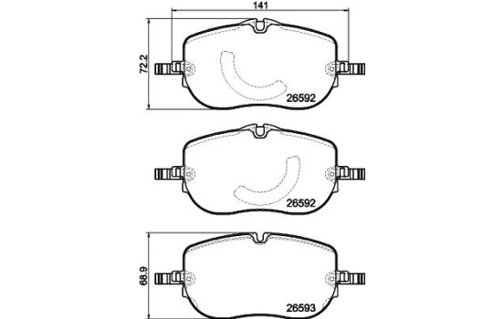 Brake pad set, disc brake 8DB 355 044-261 Hella