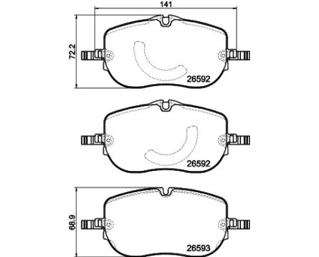 Brake pad set, disc brake 8DB 355 044-261 Hella