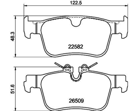 Brake pad set, disc brake 8DB 355 044-311 Hella