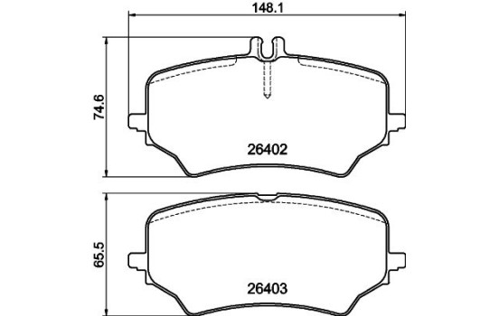 Brake pad set, disc brake 8DB 355 044-361 Hella
