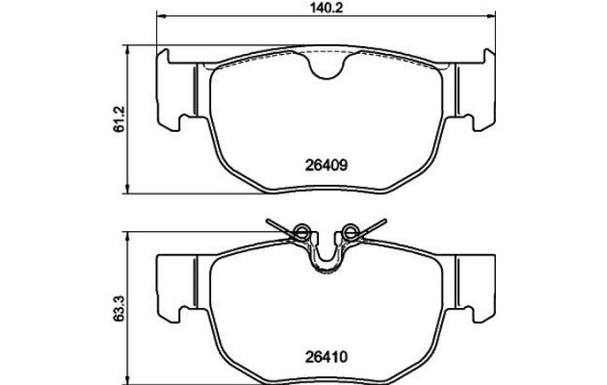 Brake pad set, disc brake 8DB 355 044-381 Hella