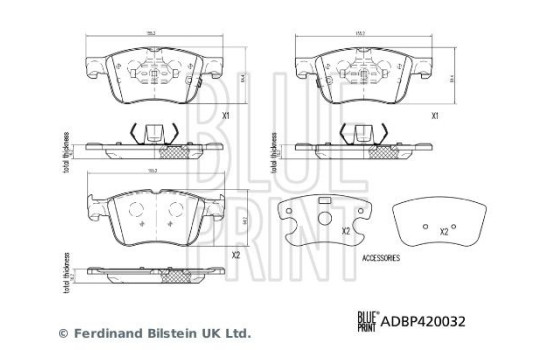 Brake Pad Set, disc brake ADBP420032 Blue Print, Image 2