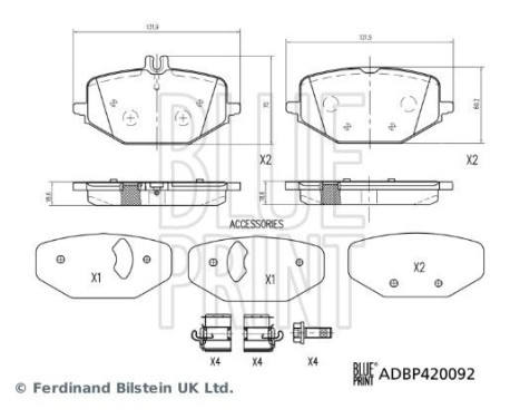 Brake pad set, disc brake ADBP420092 Blue Print, Image 2