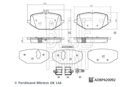 Brake pad set, disc brake ADBP420092 Blue Print, Image 2