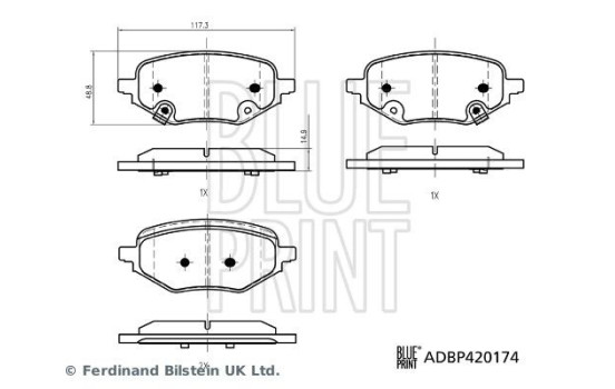 Brake pad set, disc brake ADBP420174 Blue Print