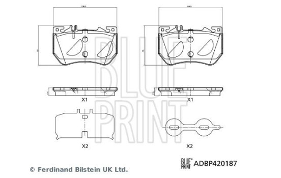 Brake pad set, disc brake ADBP420187 Blue Print