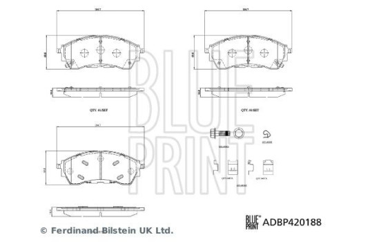 Brake pad set, disc brake ADBP420188 Blue Print