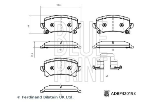 Brake pad set, disc brake ADBP420193 Blue Print