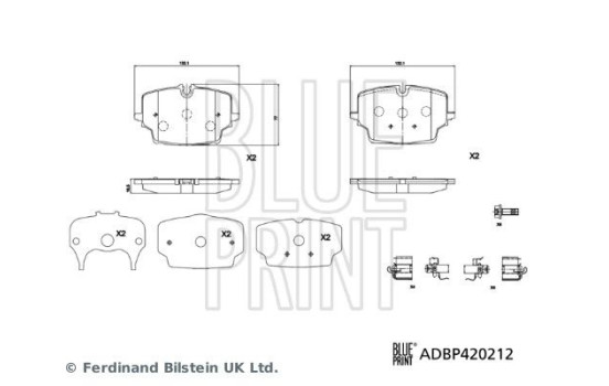Brake pad set, disc brake ADBP420212 Blue Print
