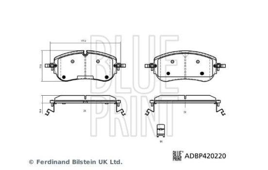 Brake pad set, disc brake ADBP420220 Blue Print
