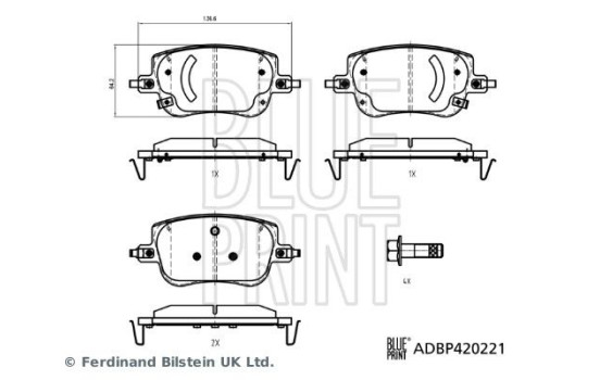 Brake pad set, disc brake ADBP420221 Blue Print