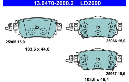 Brake Pad Set, disc brake ATE Ceramic 13.0470-2600.2
