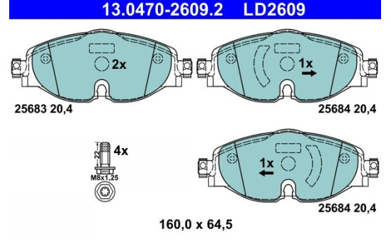 Brake Pad Set, disc brake ATE Ceramic 13.0470-2609.2