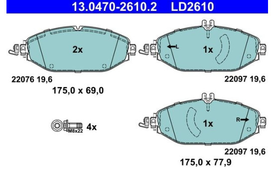 Brake Pad Set, disc brake ATE Ceramic 13.0470-2610.2