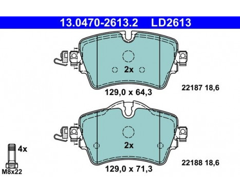 Brake Pad Set, disc brake ATE Ceramic 13.0470-2613.2, Image 2