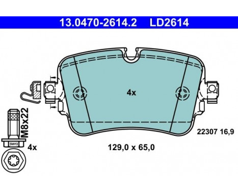 Brake Pad Set, disc brake ATE Ceramic 13.0470-2614.2