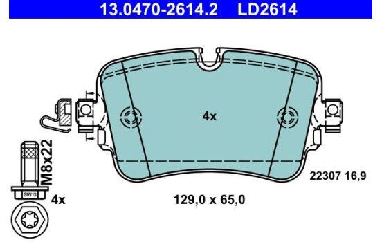 Brake Pad Set, disc brake ATE Ceramic 13.0470-2614.2