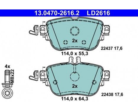 Brake Pad Set, disc brake ATE Ceramic 13.0470-2616.2, Image 2