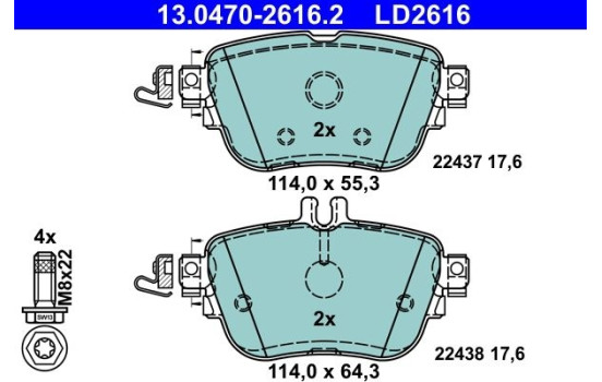 Brake Pad Set, disc brake ATE Ceramic 13.0470-2616.2, Image 2