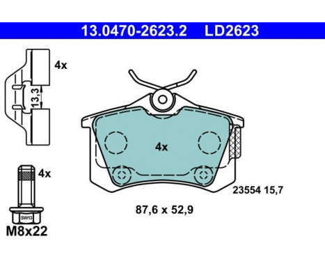 Brake Pad Set, disc brake ATE Ceramic 13.0470-2623.2