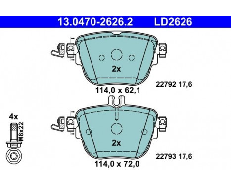 Brake Pad Set, disc brake ATE Ceramic 13.0470-2626.2