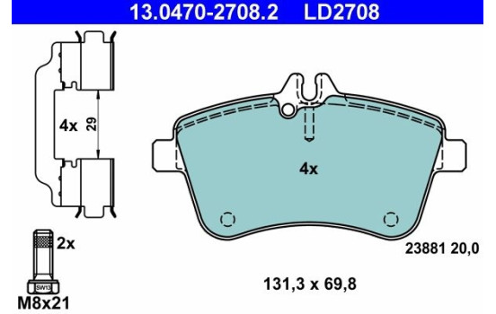 Brake Pad Set, disc brake ATE Ceramic 13.0470-2708.2, Image 3