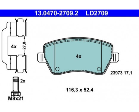 Brake Pad Set, disc brake ATE Ceramic 13.0470-2709.2