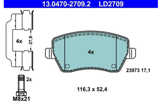 Brake Pad Set, disc brake ATE Ceramic 13.0470-2709.2