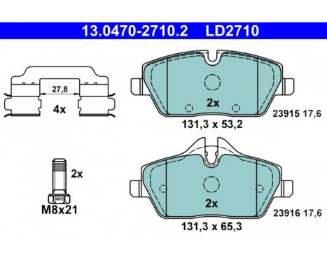 Brake Pad Set, disc brake ATE Ceramic 13.0470-2710.2, Image 3