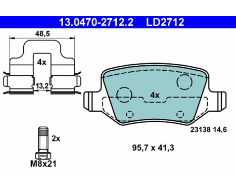 Brake Pad Set, disc brake ATE Ceramic 13.0470-2712.2, Image 3