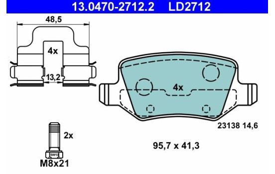 Brake Pad Set, disc brake ATE Ceramic 13.0470-2712.2, Image 3
