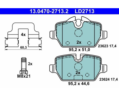 Brake Pad Set, disc brake ATE Ceramic 13.0470-2713.2, Image 3