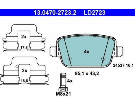 Brake Pad Set, disc brake ATE Ceramic 13.0470-2723.2, Image 3