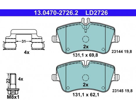 Brake Pad Set, disc brake ATE Ceramic 13.0470-2726.2, Image 3